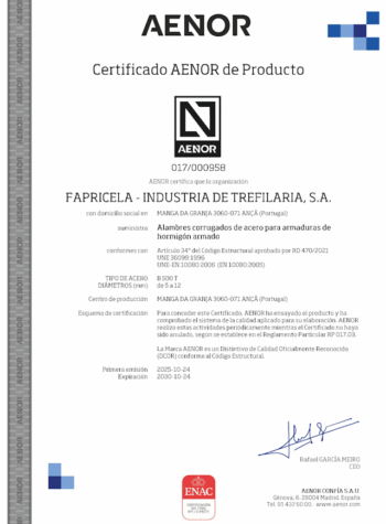 AENOR – Alambres corrugados de acero