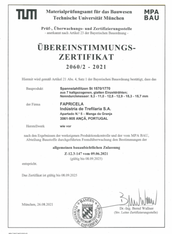 MPA-BAU-TUM – Spannstahllitzen St 1570/1770