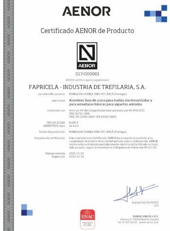 AENOR – Alambres lisos de acero